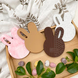 One.Chew.Three Easter Bunny Silicone Teether - Strawberries & Cream