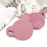 One.Chew.Three Silicone Bear Teether Disc in Rose Pink with texture to aid teething
