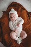 Snuggle Hunny Merino Wool Baby Bonnet and Booties in Ivory White