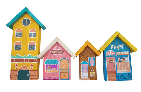 Q Toys Wooden Play House (Set of 4)