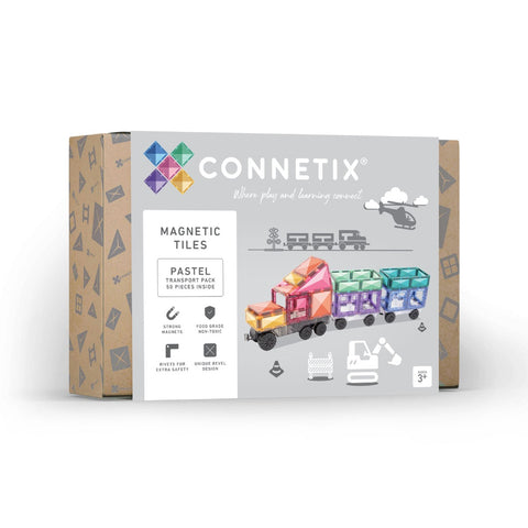 Connetix Magnetic Tiles - 50 Piece Transport Pack (Pastel)