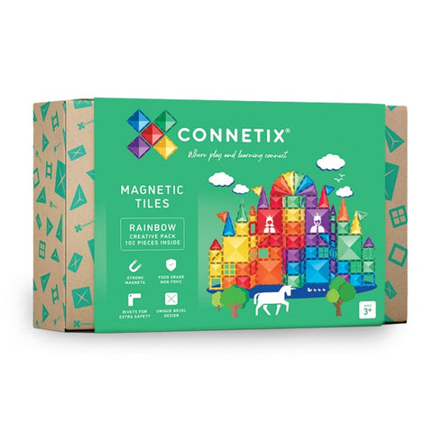 Connetix Magnetic Tiles - 102 Piece Set (Rainbow)