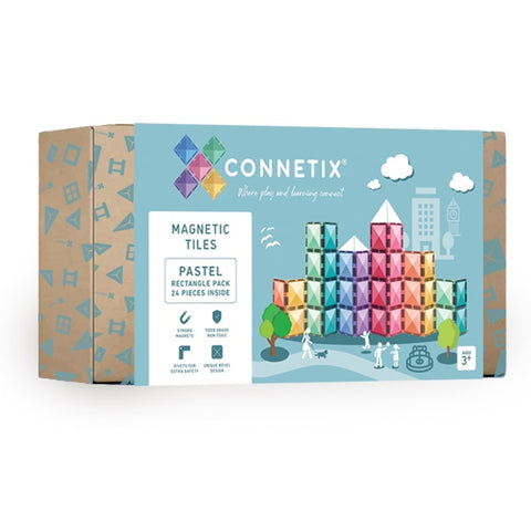 Connetix Magnetic Tiles - 24 Piece Rectangle Pack (Pastel)