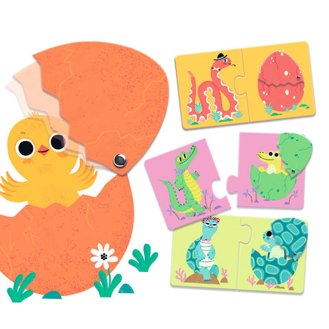 Djeco Duo Funny Eggs 12 Piece Puzzle