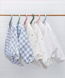 We Might be Tiny Smock Bibs - Lilac Stripe