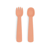 We Might be Tiny Feedie Fork & Spoon Set in Dark Peach