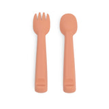 We Might be Tiny Feedie Fork & Spoon Set in Dark Peach