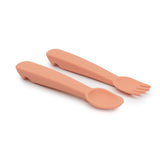 We Might be Tiny Feedie Fork & Spoon Set in Dark Peach