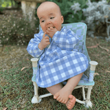 We Might be Tiny Smock Bibs - Blue Gingham