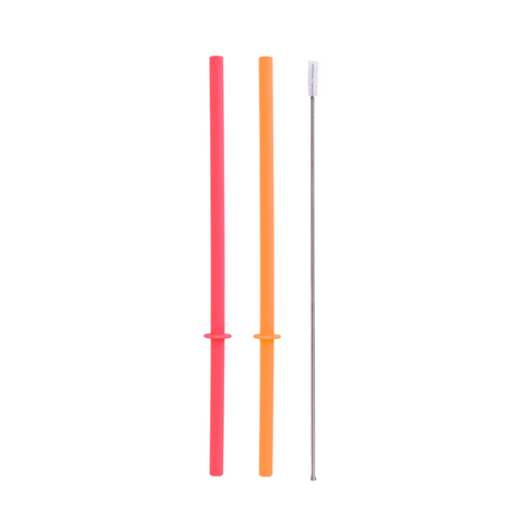 MontiiCo Flexi Stopper Straw Set - Tangerine & Watermelon (Fusion Range)