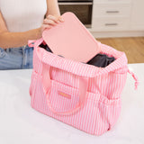 MontiiCo Insulated Tote Lunch Bag - Candy Stripe Camellia