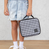MontiiCo Insulated Lunch Bag - Black Gingham (Medium Size)