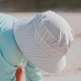 Bedhead Hat Stripe Beach Bucket Hat (White)
