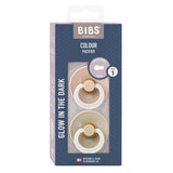 BIBS Dummy Size 1 - Blush & Vanilla Night - Glow in the Dark (Twin Pack)