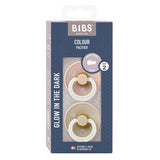 BIBS Dummy Size 2 - Blush & Vanilla Night - Glow in the Dark (Twin Pack)