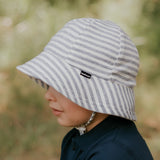 Bedhead Hat Grey Stripe Toddler Bucket Sunhat