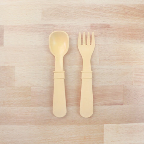 Re-Play Recycled Plastic Fork & Spoon in Lemon