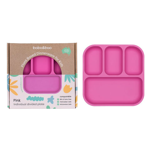 Bobo & Boo Plant Based Divided Plate in Bright Pink