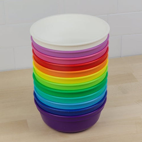 Re-Play Recycled Plastic Bowls in Set of Twelve Rainbow Colours - Original