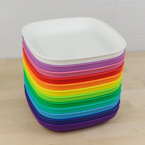 Re-Play Recycled Plastic Flat Plates in Set of Twelve Rainbow Colours - Original