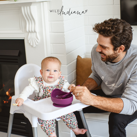 Wild Indiana Silicone Baby Bowl & Spoon Set in Plum (Limited Edition)