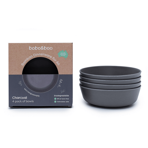 Bobo & Boo Bamboo Bowl Set in Charcoal Grey