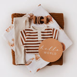 Snuggle Hunny Biscuit Stripe Long Sleeve Organic Bodysuit (Size 0000 & 00 Only)