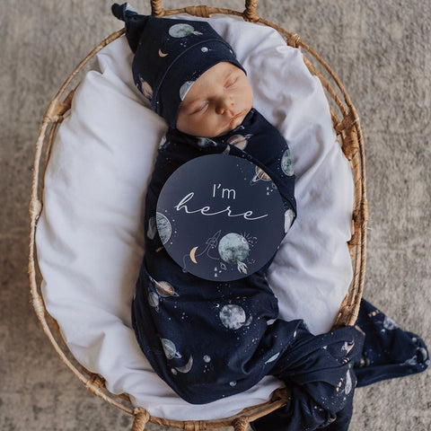 Snuggle Hunny Milky Way Jersey Wrap with Matching Beanie