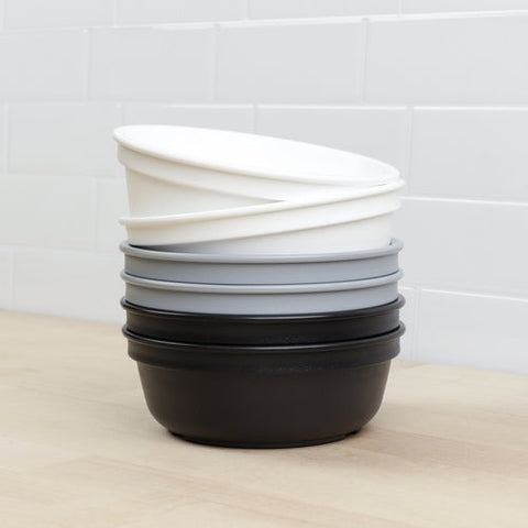 Re-Play Recycled Plastic Bowls in Set of Six Monochrome Colours - Original