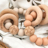 One.Chew.Three Summer Silicone and Beech Wood Teether