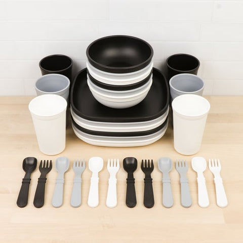 Re-Play Recycled Plastic Big Kid Tableware Collection in Monochrome