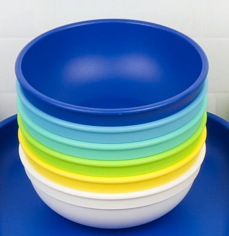 Re-Play Recycled Plastic Bowl in Set of Six Bold Colours - Adult