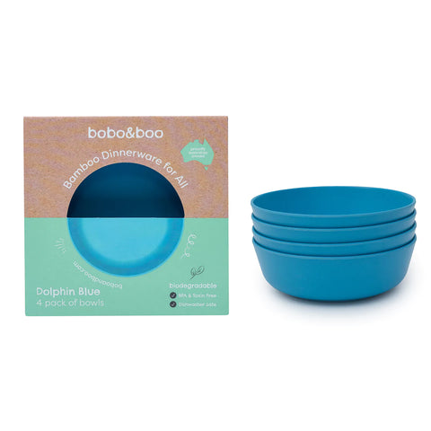 Bobo & Boo Bamboo Bowl Set in Dolphin Blue