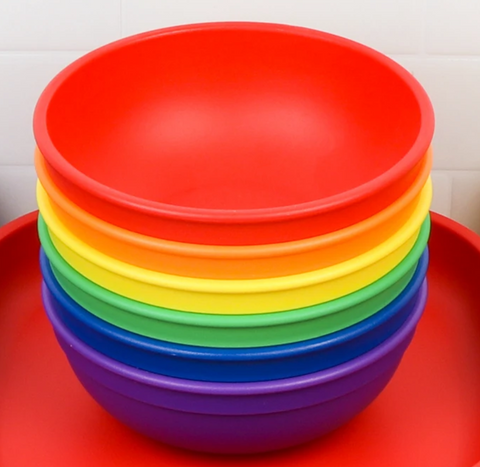 Re-Play Recycled Plastic Bowl in Set of Six Crayon Colours - Adult