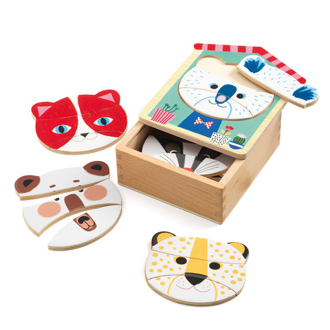 Djeco Face Mix Wooden Puzzle Set