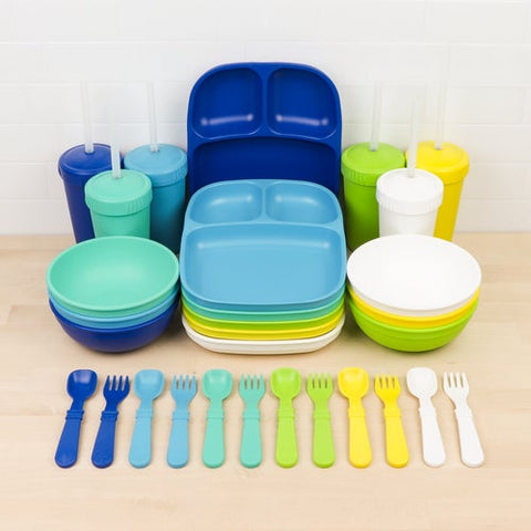 Re-Play Recycled Plastic Family Tableware Collection in Bold