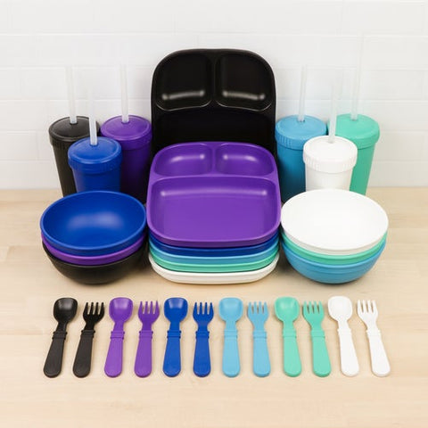 Re-Play Recycled Plastic Family Tableware Collection in Outer Space