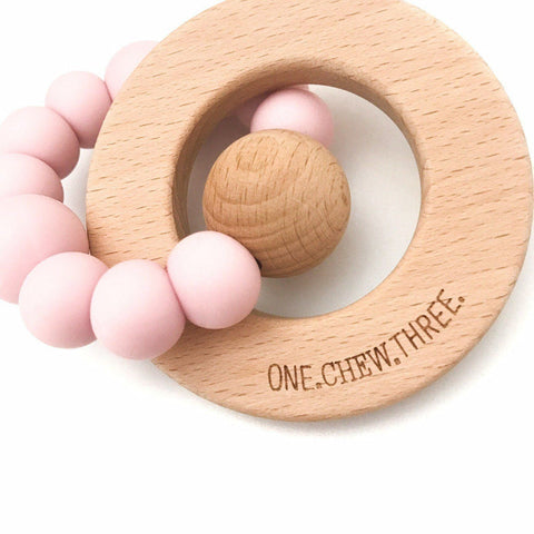 One.Chew.Three 'My First Easter' Silicone & Beechwood Teether - Pink