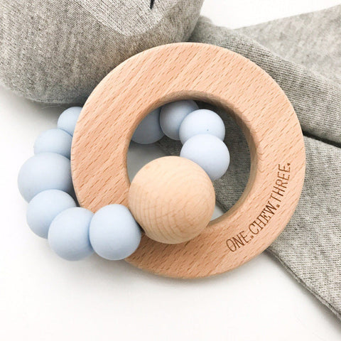 One.Chew.Three 'My First Easter' Silicone & Beechwood Teether - Blue