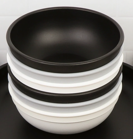 Re-Play Recycled Plastic Bowl in Set of Six Monochrome Colours - Adult
