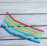 MontiiCo Silicone Straw Set - Blue (Set of 6)