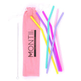 MontiiCo Silicone Straw Set - Pink (Set of 6)