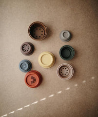 Mushie Stacking Cups (Retro Colours) - Made in Denmark