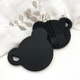 One.Chew.Three Silicone Bear Teether Disc in Black with texture to aid teething