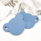 One.Chew.Three Silicone Bear Teether Disc in Blue with texture to aid teething