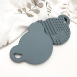One.Chew.Three Silicone Bear Teether Disc in Grey with texture to aid teething