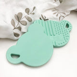 One.Chew.Three Silicone Bear Teether Disc in Mint with texture to aid teething