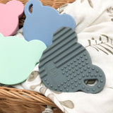 One.Chew.Three Grey Silicone Teether Disc with texture to aid with teething