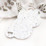 One.Chew.Three Silicone Bear Teether Disc in White Granite with texture to aid teething