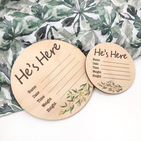 One.Chew.Three Wooden 'He's Here' Record Disc - Colour Foliage (Small)